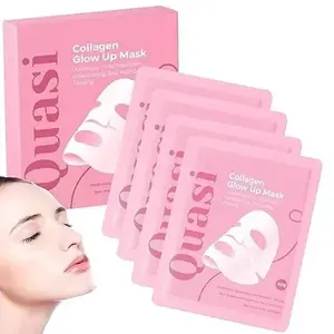 Quasi Collagen Glow Up Mask 2.0-DeepHydratingBio Collagen Face Mask for Firm, Smooth &Radiant Skin (1Box (4 Pcs))