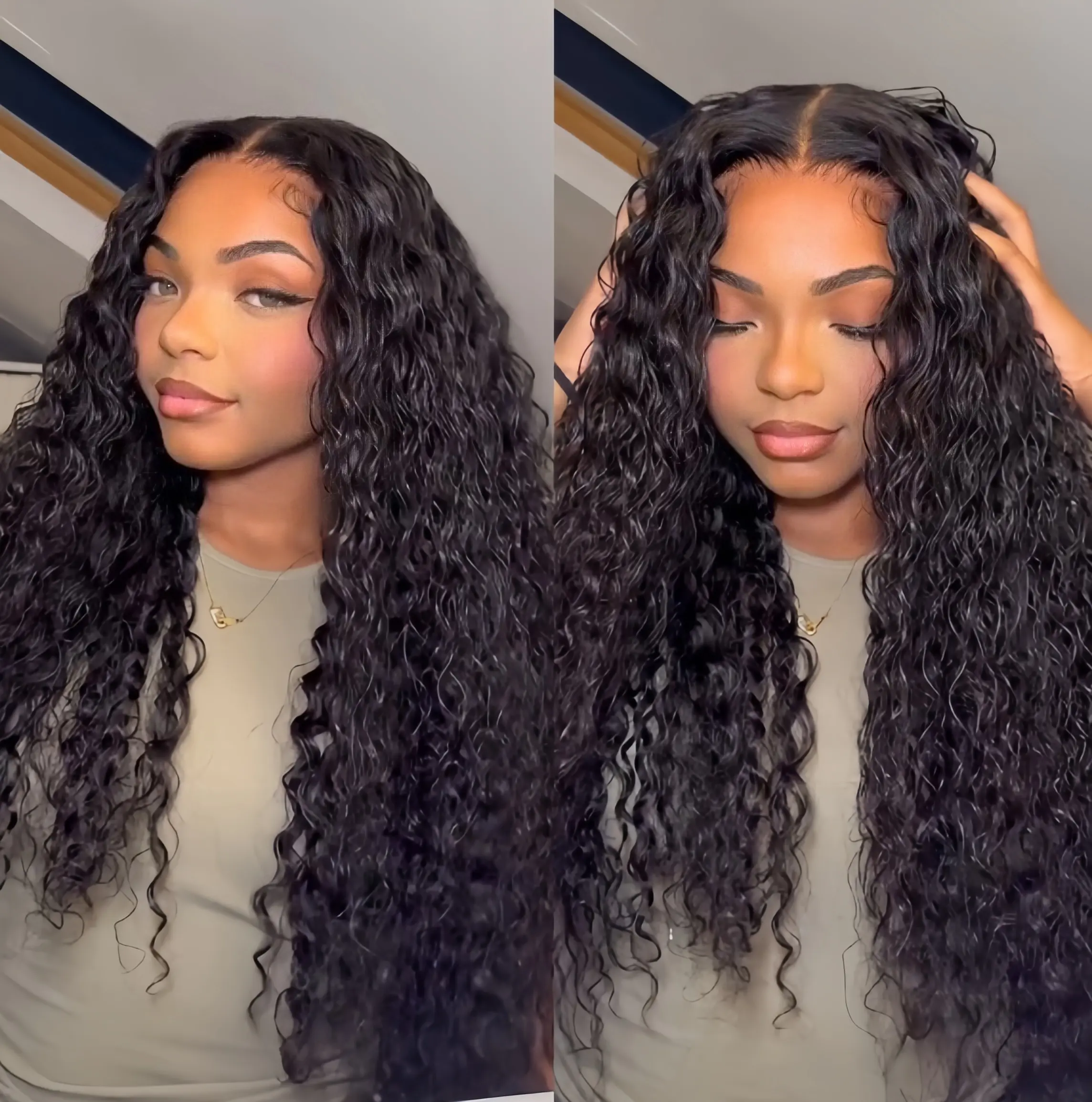 Tinashe Water Wave Glueless 200% Ready To Wear Wig Pre Bleached Knots  Pre Cut 6x5 HD Lace Closure Wig Pre Plucked Hairline