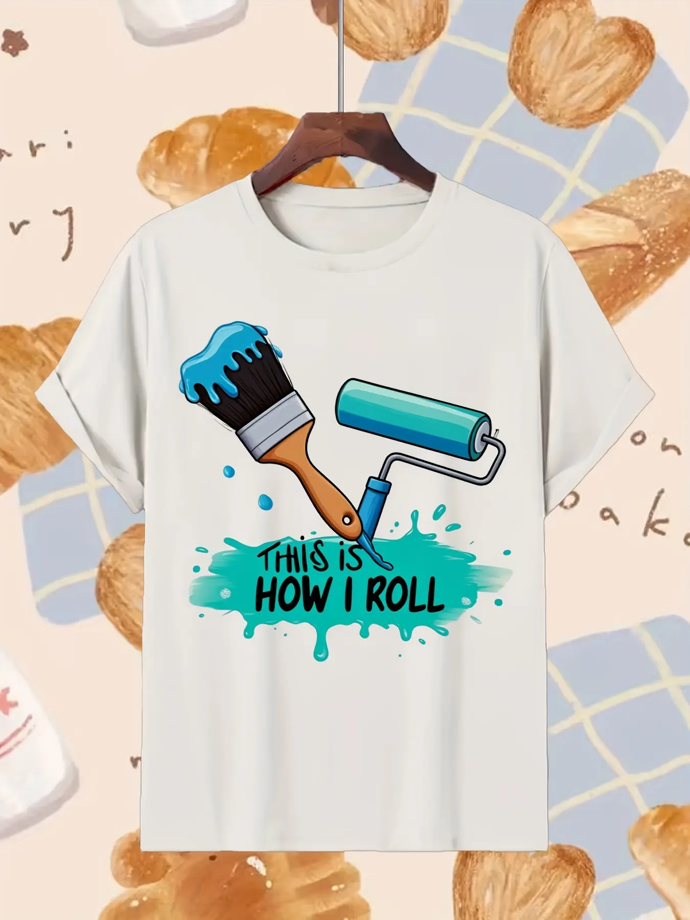 Funny "This Is My Roller Painter-2" T-Shirt - Retro Roller Graphic Tee, All-Season Casual Wear for Gym, Outdoor & DIY Painters - Funny Worker Apparel, Machine Washable Round Neck Shirt