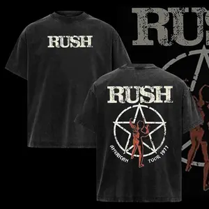 Vintage Retro Rush American Tour 1977 T-Shirt 2 sided , RUSH Band Shirt , Rock Band Shirt, Retro Music Tee, Rock Music Lover Shirt, Vintage Band Shirts Casual Comfort Cotton Fabric Fit Top , Top Men's