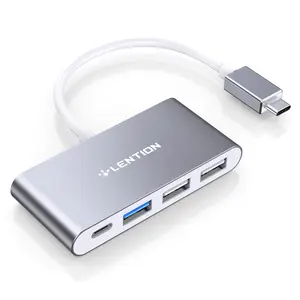 LENTION 4 in 1 USB C Hub with 100W Power Delivery, USB 3.0 & 2.0 Ports, Type C Multiport Adapter for Macbook Air Pro, iPad Pro, iPhone 16-15, New Mac Air, Surface, More (CB-C13)