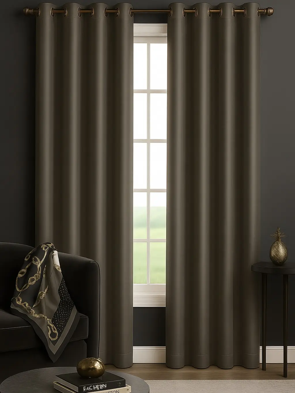 Luxury Glow Faux Silk Curtain Panel – 2 Panel Set, Each 54x84”, 8 Grommets, Elegant Light Filtering Drapes for Bedrooms Living Rooms -Gray