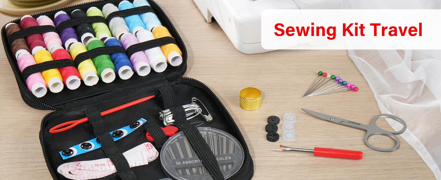 Portable Mini Basic Sewing Kit with Mixed Color Canvas Travel Everyday Repairs Emergencies Quick Fixes Essential Supplies Includes Thread Set Complete Tools Ideal for Sewing Travelers Students Christmas Gifts for Mother