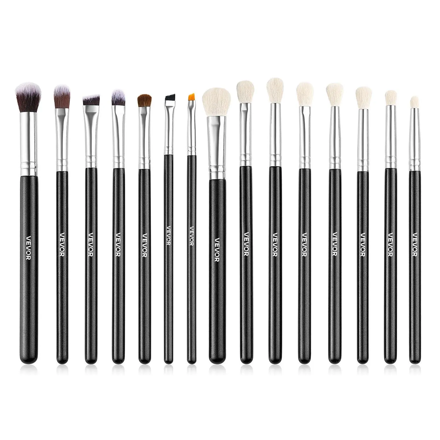 【Summerfinds】VEVOR 15-Piece Makeup Brush Set for Foundation Blending Eyeshadow, Professional Vegan Brushes with Soft Synthetic Bristles, Ergonomic Wood Handle & Aluminum Ferrule, Portable and Travel-Friendly