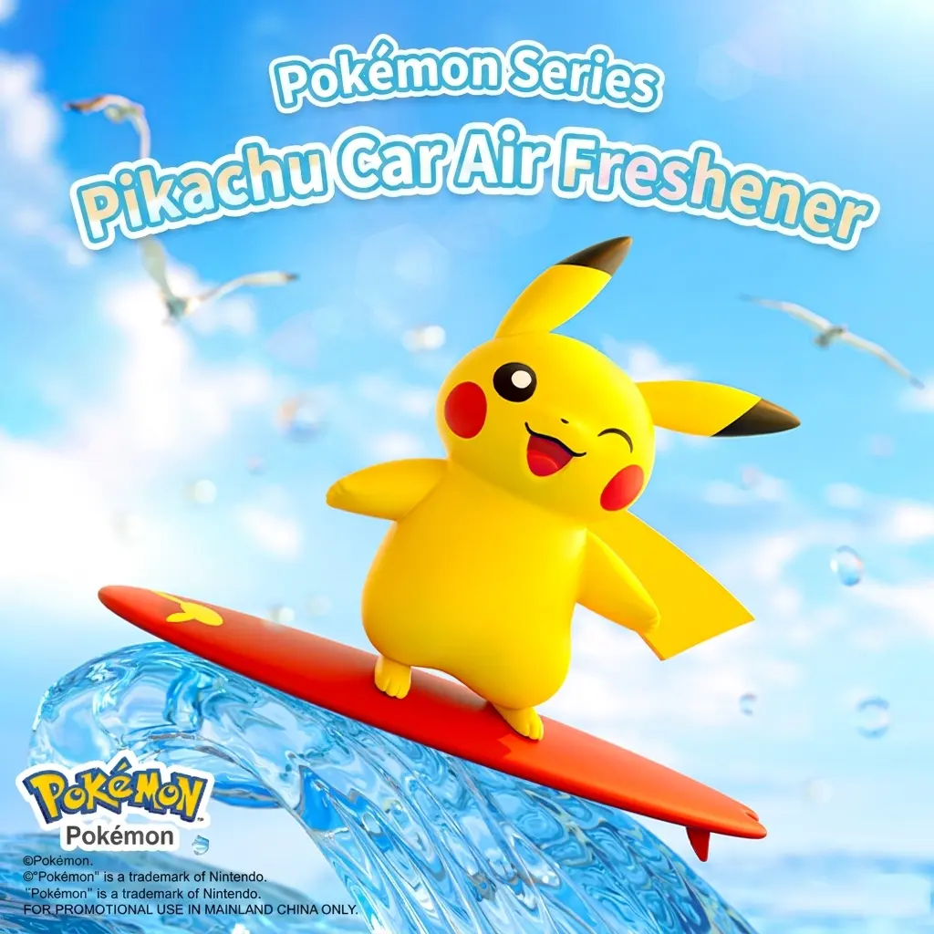 MINISO Pokémon Pikachu Car Air Freshener, Official Pokémon Character Car Decoration, Cute Pikachu Dashboard Accessory, Anime Collectible Auto Decor, Gift for Pokémon Fans