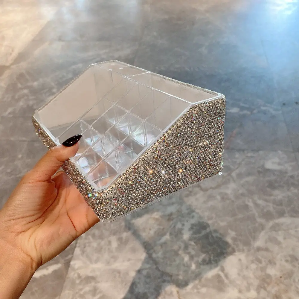 Transparent Diamond-Shaped Storage Box - Home Organizer for Makeup Brushes, Eyebrow Pencils, Ideal as Display, Boxed and Clutter-Free Cosmetic Organizers, Display Cosmetic Organisers, Boxed Cosmetic Organisers