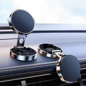 Magnetic Car Phone Holder, Car Cellphone Mount, One-Click Install & Release, 360 Degree Rotation, Foldable Design, Compatible with iPhone & Universal Smartphones