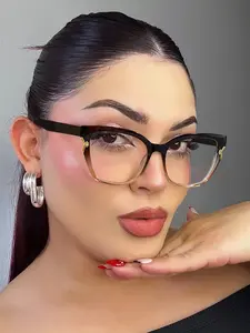 High-Quality Bohemian Large Frame Rhinestone Women's Fashion Glasses, Casual Cat Eye Frames for Daily Wear, Office Style Eyewear, Fashionable Eyewear, Classic Design, Vintage Style Eyeglasses