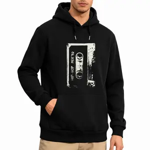 90s Style Hip Hop Mixtape Cassette Hoodie with Long Sleeves