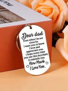 Stainless Steel Dad Keychain, Personalized Fashionable Letter Pattern Keychain for Men, Trendy All-match & Exquisite Keychain for Birthday Gift