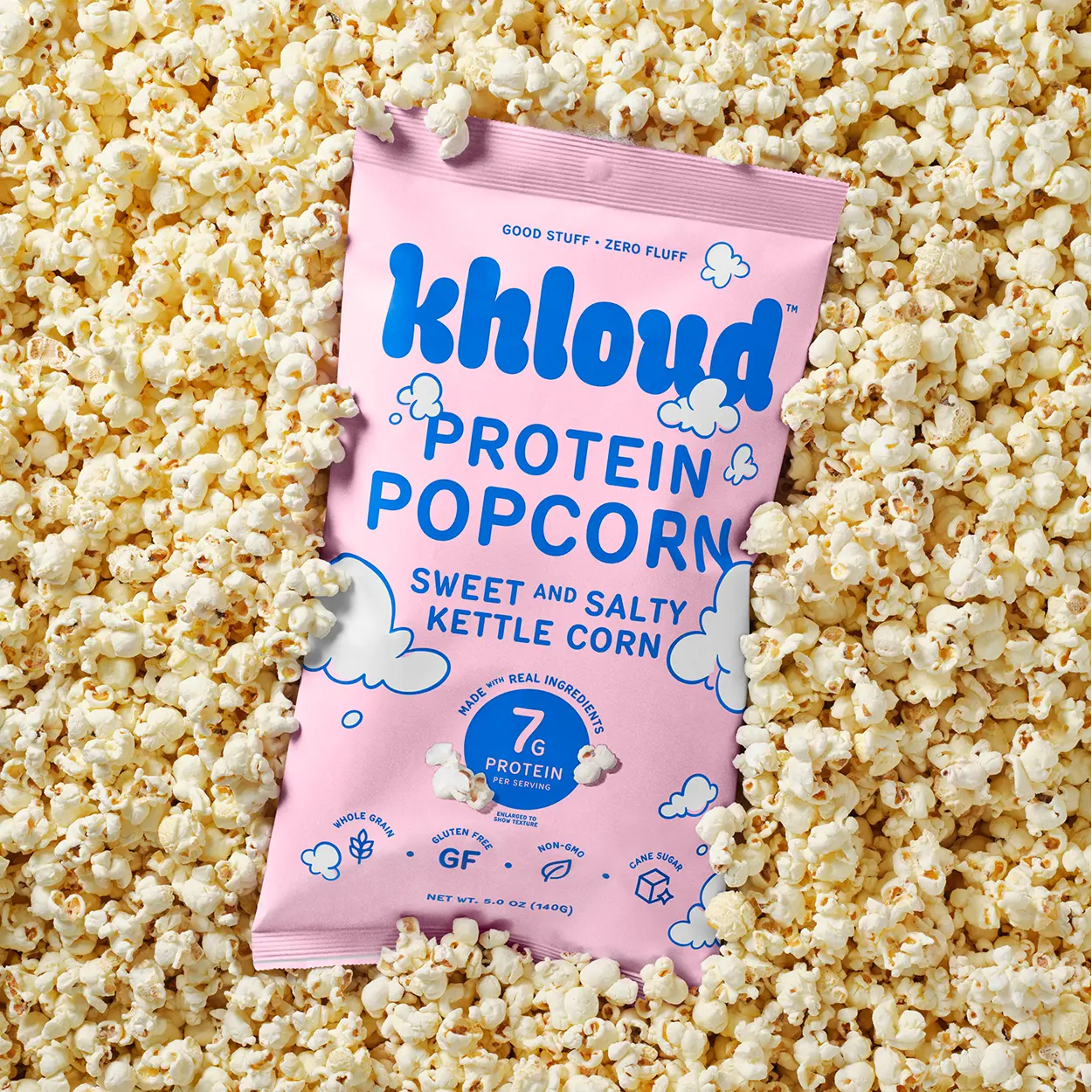 Sweet & Salty Kettle Corn Khloud Protein Popcorn by Khloe Kardashian | 7g of Protein Per Serving | No Seed Oils | Gluten-Free | Available in 4pk or 12pk