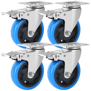 TLGREEN 8pcs/4pcs Caster Wheels Heavy Duty With Brakes, 4 Inch Caster Wheels, 360°Heavy Duty Indoor And Outdoor Swivel Caster Wheels, Polyurethane Rubber Caster Wheels, Load Capacity 1322lbs, Suitable For Office Chair And Industrial Transport