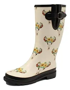 Blazin Roxx Outdoor Boots Womens Rain Sunflower Skull