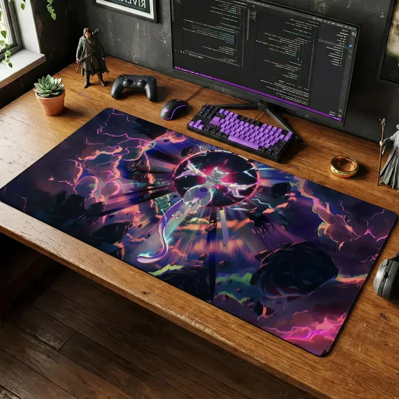 Mewtwo Legendary Storm Gaming Mouse Pad Game Mat Office Desk Mat Design, Multiple TCG Zones