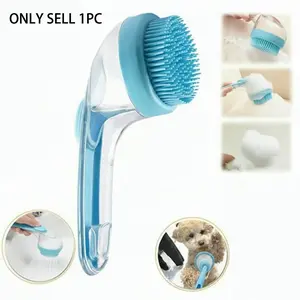 2025 New 2 in 1 Pet Bath and Grooming Brush is a pet toolwith built in shampoo dispenser for easy bathing a softmassage tool for long or short haired dogs and cats idealfor shower Grooming Supplies