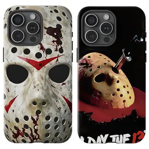 Horror Movie Scary Design Phone Case , Shockproof Rugged Cover Dual Layer Soft TPU Bumper Hard Shell Design for iPhone 11 12 13 14 15 16 17 Pro Max Plus Air, Heavy-Duty Protection MagSafe Magnetic