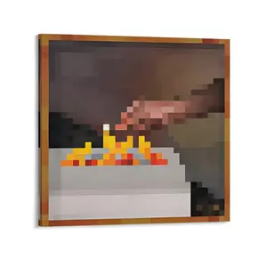 Minecraft classical Retro 8-Bit Lit Match Canvas Art Print, Artistic Frameless Gamer Wall Decoration Painting, IYKYK Moody Pixel Room Aesthetic Poster Set
