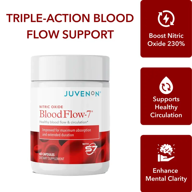 Juvenon BloodFlow-7 Nitric Oxide - Natural Dietary/Fitness Supplement for Healthy Blood Pressure & Muscle Support - Healthcare