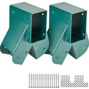 A-Frame Middle Swing Set Brackets, Heavy Duty Carbon Steel Hardware Kit With Mounting Hardware, DIY Swing Set Bracket Kit For 4x4 Posts And 4x6 Beams, Outdoor Playground Equipment, Green Color, 2-Pack