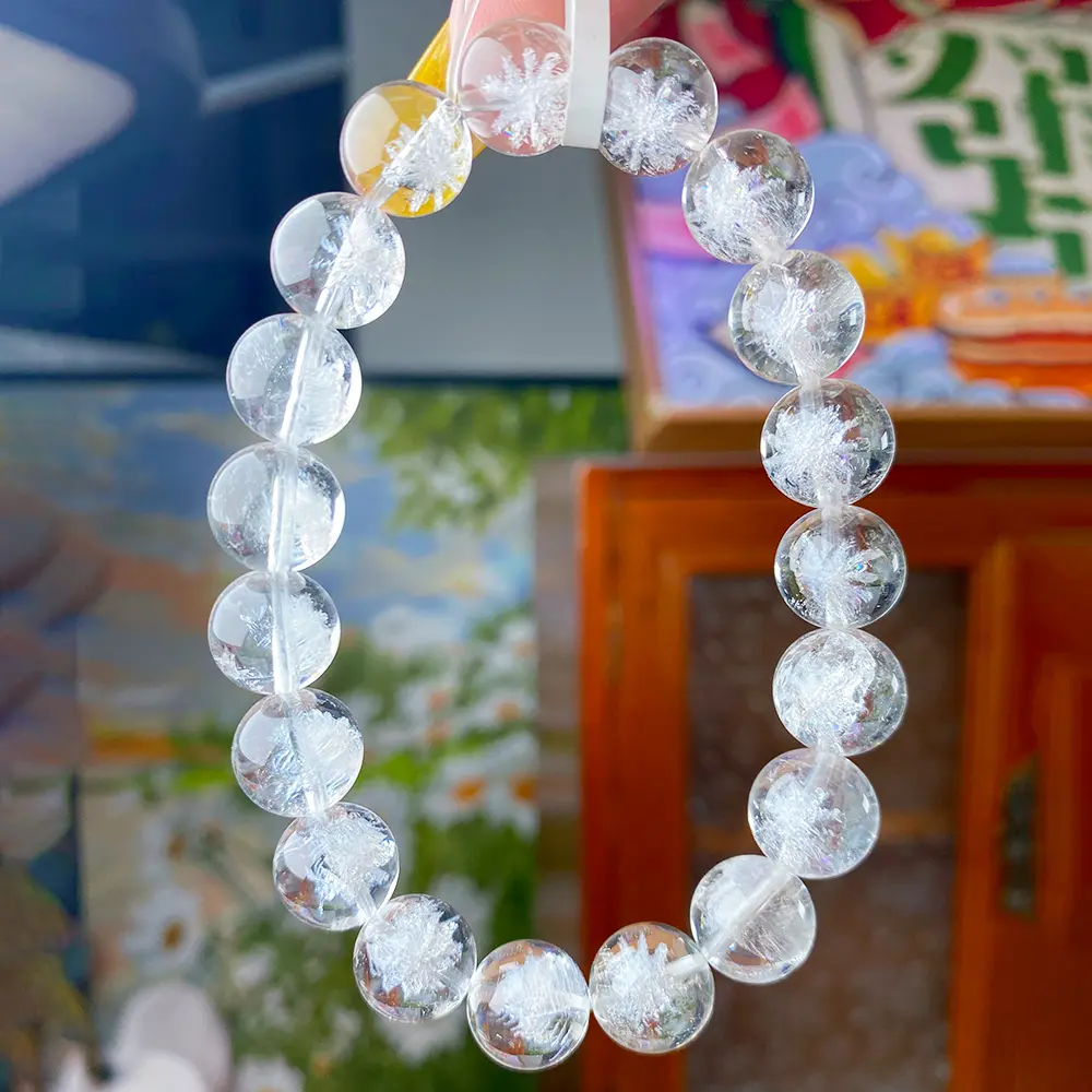 Crystal Park Sea Urchin White Crystal Bead Bracelet