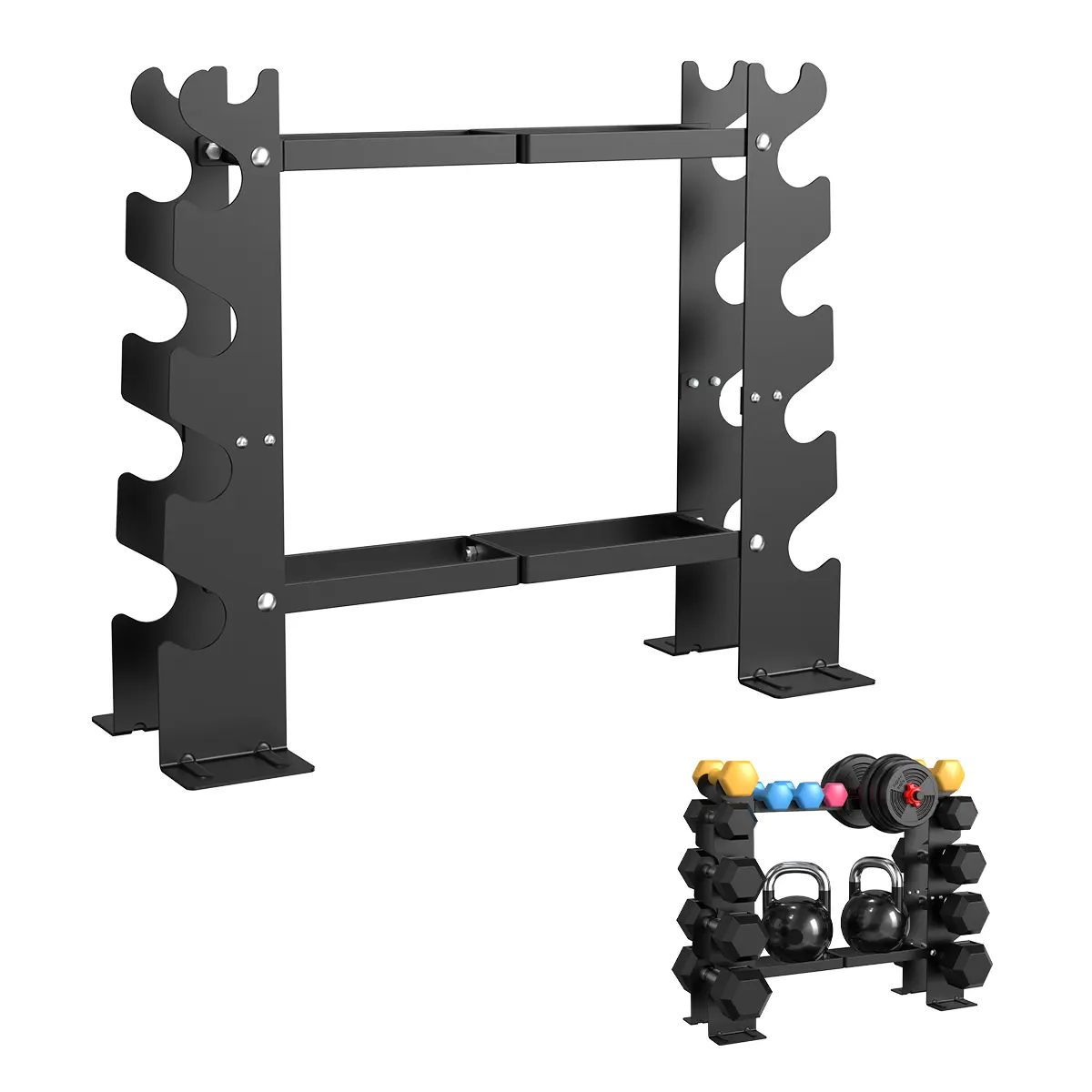 RELIFE 5-Tier Multi-Level Dumbbell Rack Weight Stand, Steel Frame, 450lbs Capacity, Anti-Rust Powder Coating, Compact Design for Home Gym Equipment Storage (Fits Dumbbells, Kettlebells), Compact Footprint Frees Workout Room