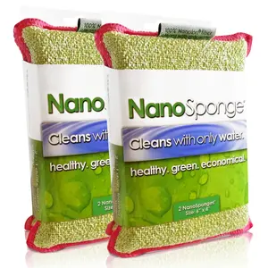 Nano Sponge Cleaning Sponges. Supersized Everyday Heavy Duty Household Kitchen and Dish Sponge. 4 Pack Absorbent Scrubber Washer