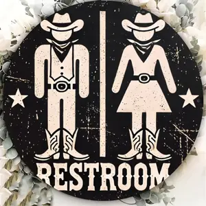 Aluminum Bathroom Signage, Vintage Foil Engraved Wall Decor, Funky Western Decor, Ideal for Home Bars & Restaurants, Durable Aluminum Material, Vintage Plaque Decor