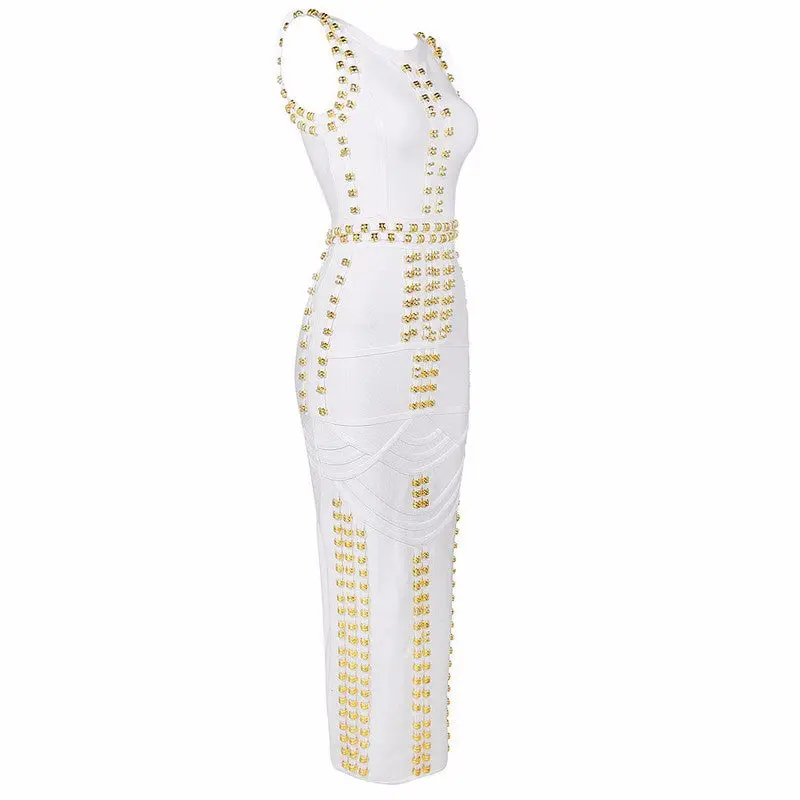 Luxury Black White Designer Long Bodycon Dress