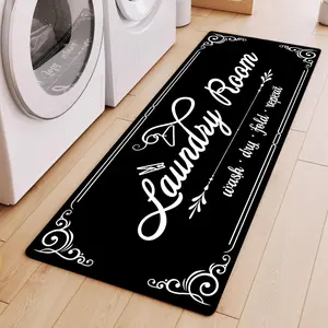 Laundry room rug runner 177x45 non slip black laundry rugs farmhouse washable floor laundry mats for laundry room mudroom kitchen washroom bathroom hallway entryway area rugs decor