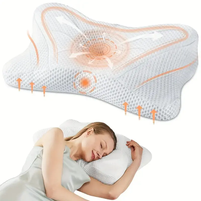 Ergonomic Orthopedic Cervical Neck Pillow - Durable Memory Foam, Dual-Height Design - Premium Support for Back/Side Sleepers - Neck & Shoulder Pain Relief