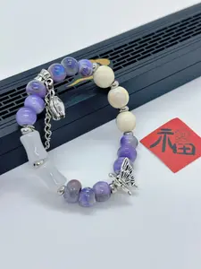 C.Butterfly Dance Purple Radiance · Jingdezhen Glazed Ceramic Beads “Ruyi” Bracelet