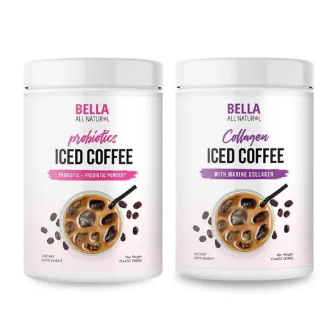Bella All Natural Iced Coffee Duo - Get 1 Probiotics Iced Coffee & 1 Collagen Iced Coffee