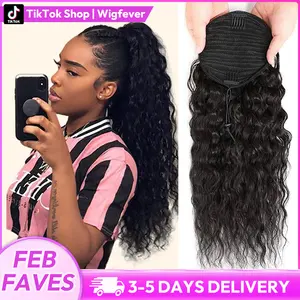 Wigfever Water Wave Wrap-around Upgraded Drawstring Fluffy Ponytail Extension 100% Human Hair #FEB FAVES