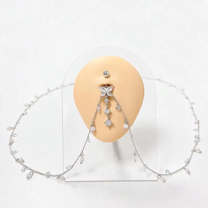 Women's Elegant Rhinestone Decorated Belly Rings, Exquisite Trendy Belly Piercing Jewelry, Chic Body High Quality Jewelry for Party & Daily Decor, Septum Jewelry, Belly Button Ring, Navel Ring, Body Jewellery