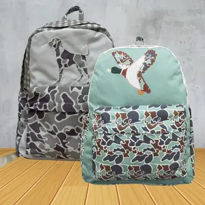 13.5in x17in x5in Kids' Camouflage Backpack - Country Life Hunting Season Child Sized School Backpack, Soft Lightweight Canvas Camo Duck Dog Print Unisex Hiking Bag, School Backpacks