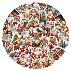50PCS Vintage Retro Christmas Santa Claus Snowman Decorations Graffiti Stickers for Bicycle Hand Account Pencil Case Decals Festive Decorations LanLanStickersWorld