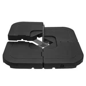 4PCS 185lb Capacity Heavy-Duty Cantilever Offset Patio Umbrella Base, Wind-Resistant Outdoor Square Base, Black