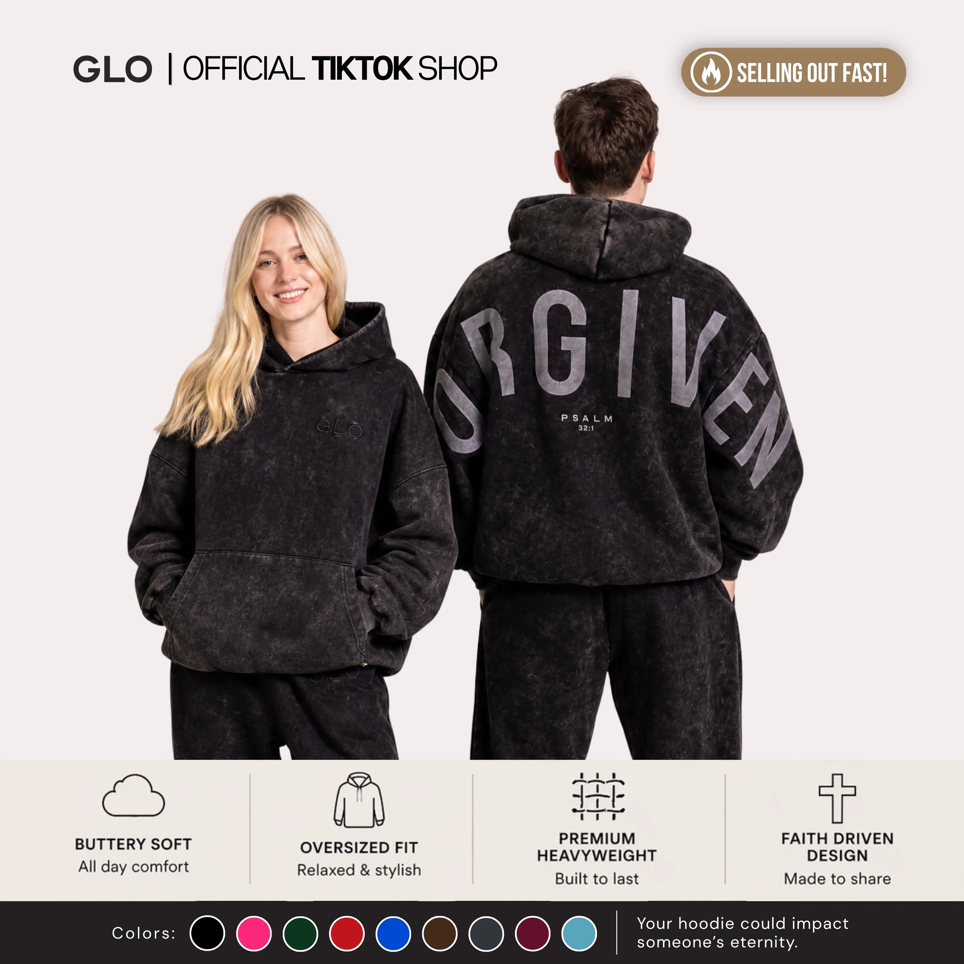 GLO Kingdom Essential Hoodie | Snow Wash Collection | Oversized Christian Hoodie | Buttery Soft