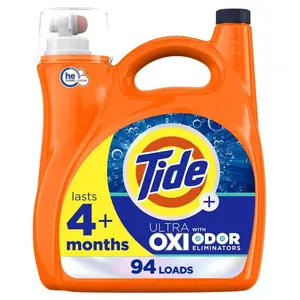 Ultra Oxi Odor Eliminators Unscented Liquid Laundry Detergent, 94-Loads, 132 fl. oz.