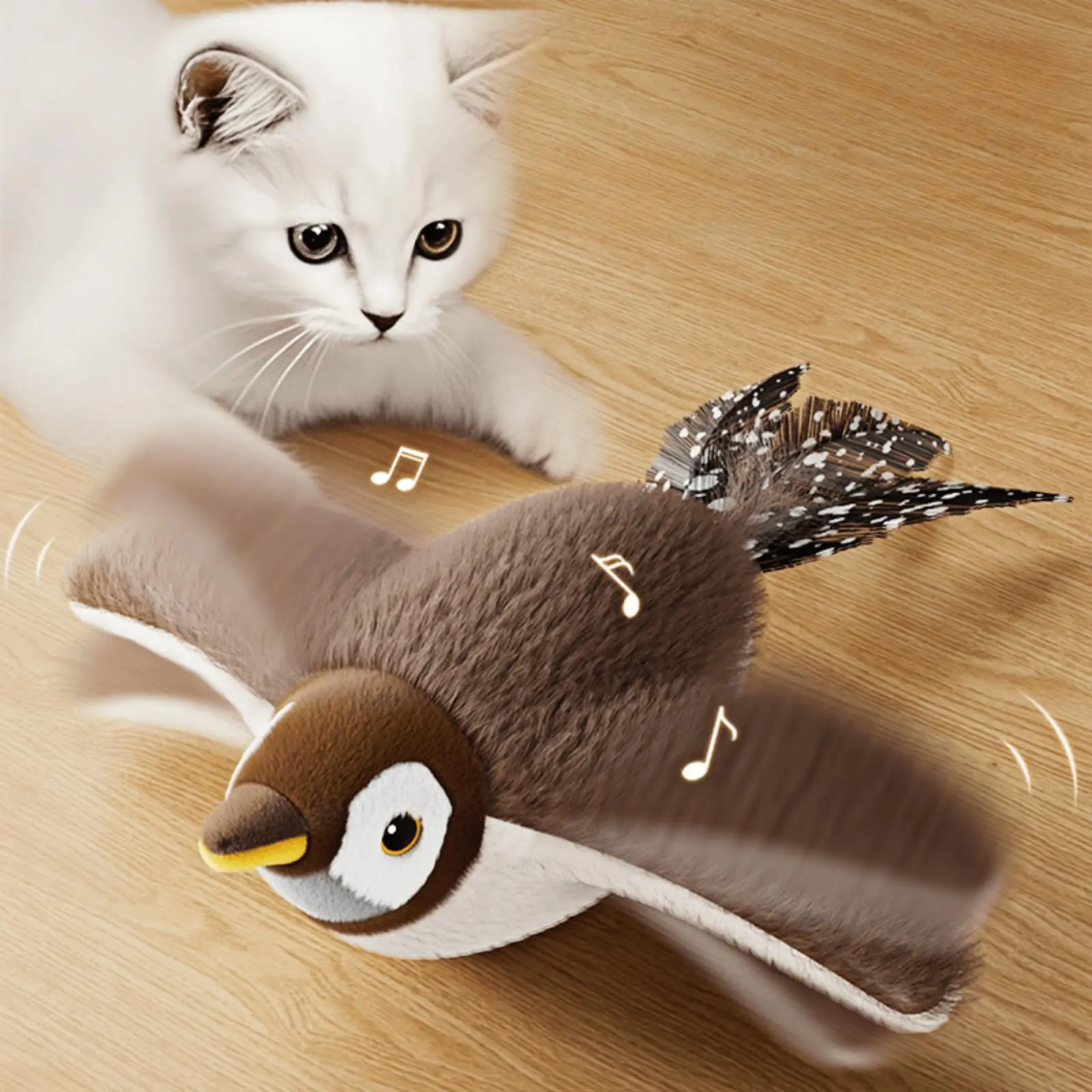 catnip  fun cial off aroma pot Bird Cat Toy Flapping Wings Sparrow Cat Toy: Touch-Activated Chirping Interactive Catnip Toy, USB Rechargeable Exercise Toy for Kittens & Small Dogs