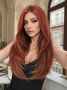 Long Straight Wig, 13x6 Lace Front Hairline, Natural Look, 22 Inch Heat Resistant Synthetic Fiber, Suitable for All Seasons