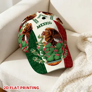 Mexican Flag And Eagle Design Stylish Unisex Outdoor Cap, Featuring Adjustable Snap Closure for Versatile Style Comfort, Perfect for All Seasons, Gift for Family And Friends