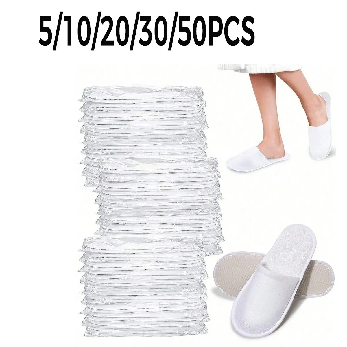 5/10/20/30/50 Pairs Disposable Slippers, Spa Indoor Slippers, Unisex Lightweight Non-Slip, Anti Slip Design, Comfortable for Hotel, Home, Travel, Back-To-School, Indoor Slide Slippers