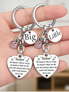 Mother's Day Gift Sisters Birthday Gifts Friendship Keychain, Hearts Letter Pattern Keychain, Fashion Accessories for Sisters, Unbiological Sister, Heart Design, All Seasons Usability, Keychain Set