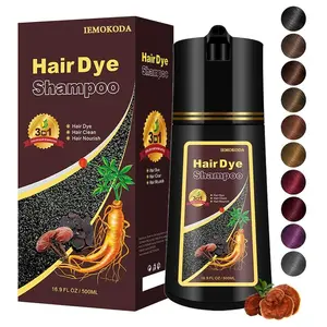 [IEMOKODA] Instant Hair Dye Shampoo for Women & Men,Natural Deep Coffee Color,Mild Herbal Plant Ingredients,No More Kit,Apply Easily,Gifts,  Haircare, 500ML,16.9Fl.Oz