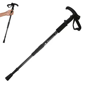Telescopic Walking Stick for Men and Women, Aluminum Alloy Hiking Staff with Straight Handle, 4 Section Design for Easy Storage, Ideal for Outdoor Trekking and Mountain Climbing, Provides Comfort and Stability on Various Terrains