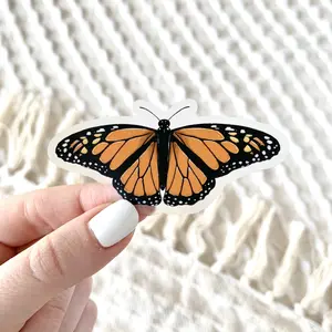 Clear Monarch Butterfly Waterproof Vinyl Sticker, 3x1.5" Clear Monarch Butterfly Waterproof Vinyl Sticker, 3x1.5"