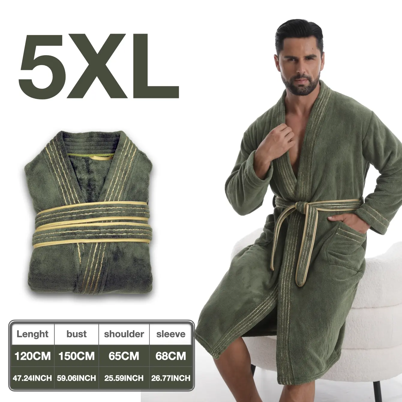 Luxury Gold Thread Bathrobe, Thick Warm Knee-Length, Long Sleeve, Quick-Dry Absorbent, Spa & Hotel Use, Unisex, Christmas Halloween Gift, Loungewear