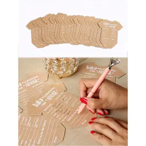 20pcs Baby Prediction & Advice Cards, Clothing Style Onesie Shaped Kraft Paper Cards for Baby Shower, Gender Reveal Party Games, Baptism Gifts, Party Favors for Guests, DIY Handwritten Blessing Cards, Table Decor & Photo Props for Baby Shower
