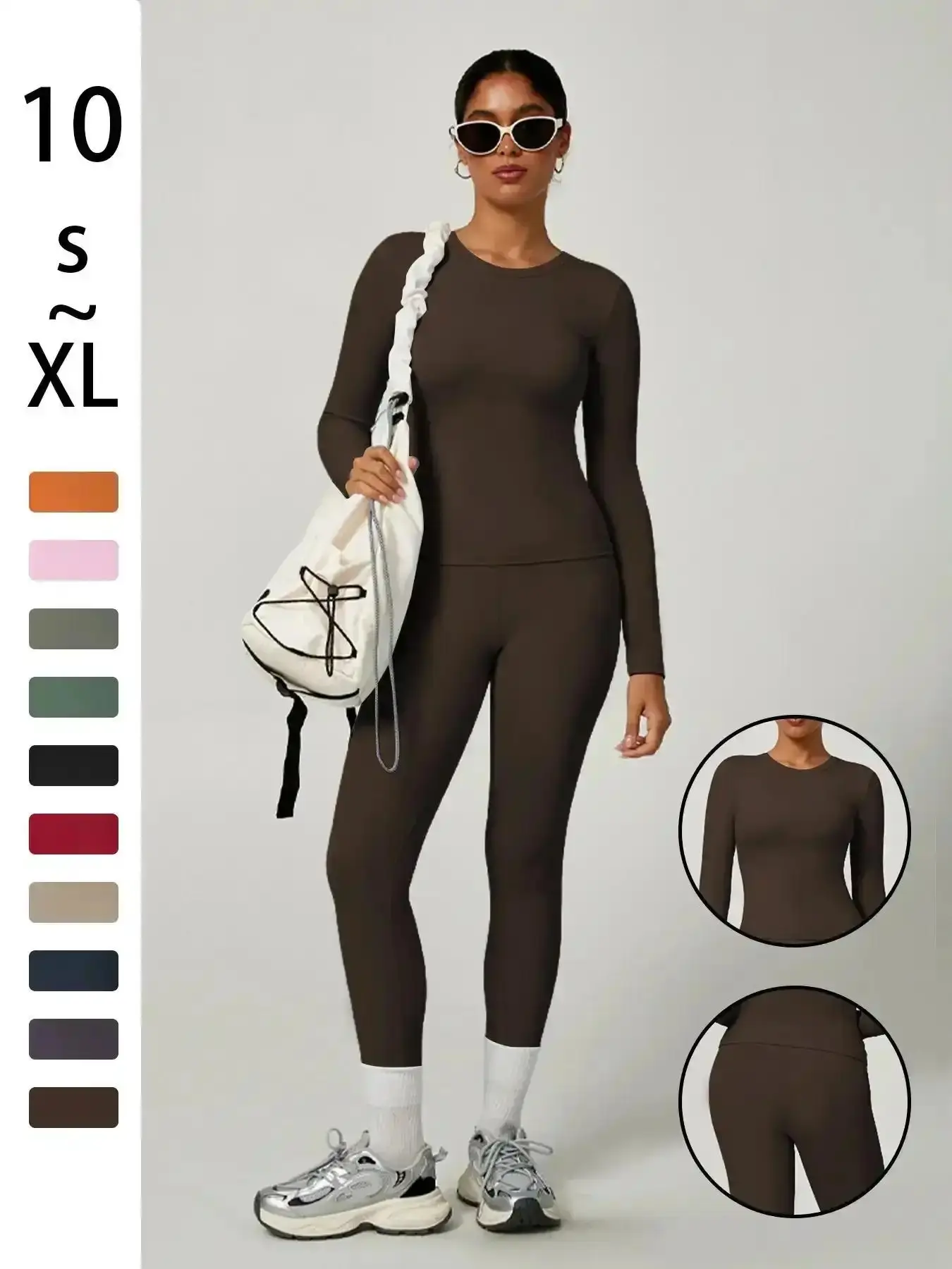 Women's Plain Long Sleeve Top & Pants Set, Comfortable Tight-Fit for Yoga Home Gym, Outfits, Casual Kardashian Style Clothing, Activewear Workout Set Joggers Breathable Everyday Wear Blazer Shift Dress night out look